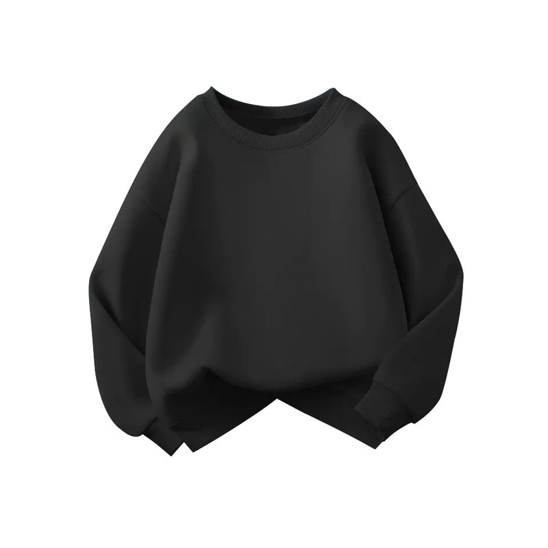 Printed solid-color hoodie sweater