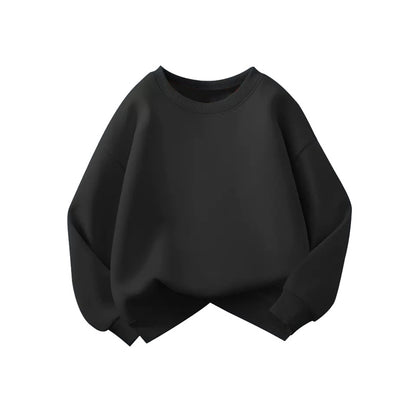 Printed solid-color hoodie sweater
