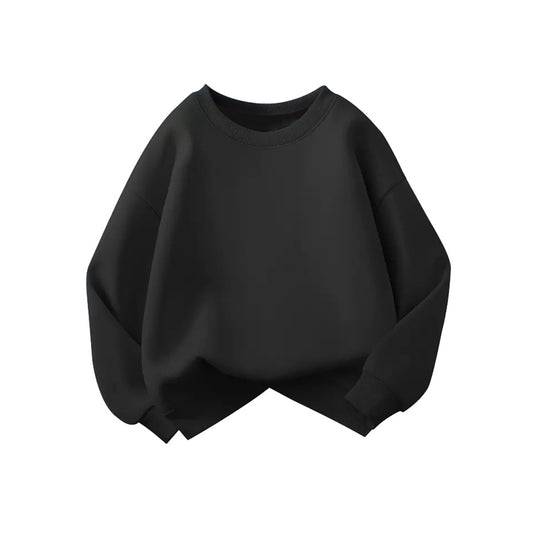 Printed solid-color hoodie sweater