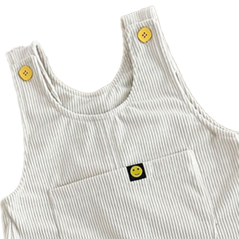 Childrens Corduroy Panties with Shoulder Strap Buckles, One-Piece Pants for Boys