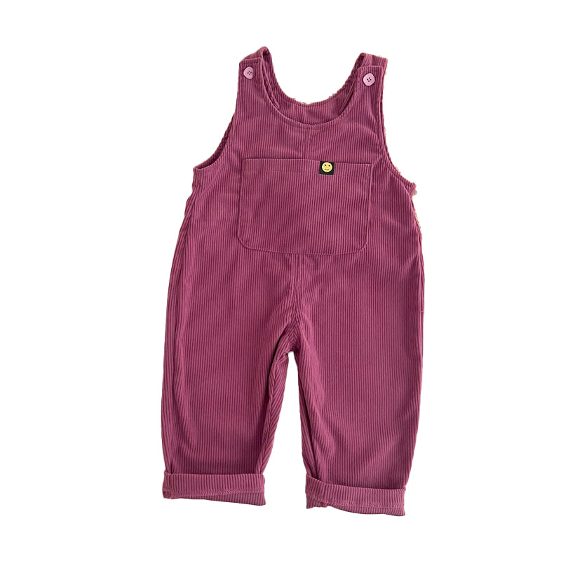 Childrens Corduroy Panties with Shoulder Strap Buckles, One-Piece Pants for Boys