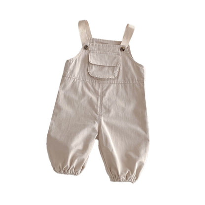 Baby stylish backpack pants, trendy workwear pants in contrasting colors for boys