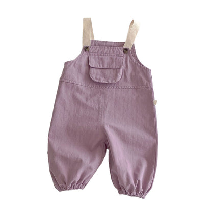 Baby stylish backpack pants, trendy workwear pants in contrasting colors for boys
