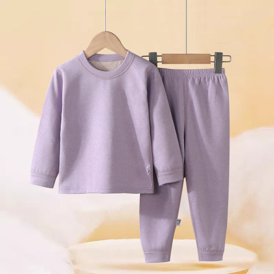 Autumn and winter children's double-sided wool and silk set, thickened and warm, for boys, girls, and older children, as well as baby loungewear.