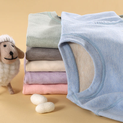 Autumn and winter children's double-sided wool and silk set, thickened and warm, for boys, girls, and older children, as well as baby loungewear.
