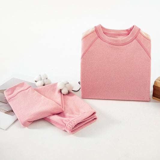 Children's thermal underwear, autumn and winter thermal underwear, girls' and boys' base layer shirts, teenagers' patchwork set