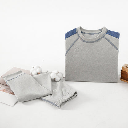 Children's thermal underwear, autumn and winter thermal underwear, girls' and boys' base layer shirts, teenagers' patchwork set