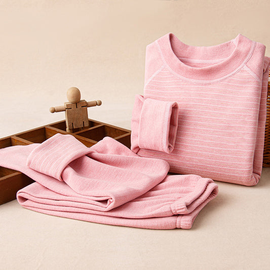 Children's pajamas, wool and silk thermal underwear set for boys and girls, with fleece lining, suitable for older children and students.