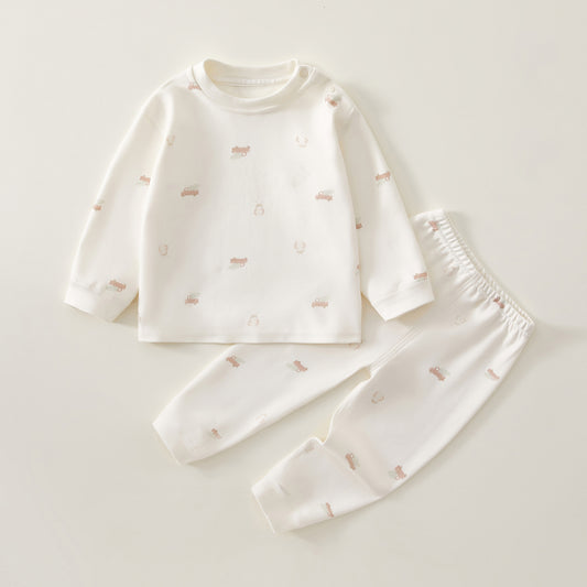 Baby thermal underwear set, made of pure cotton, for autumn and winter, suitable for boys and girls.