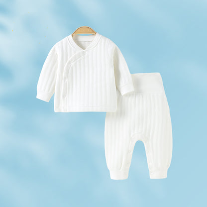 Baby winter warm newborn baby two-piece clothes, quilted children's winter underwear, high-waisted belly protector
