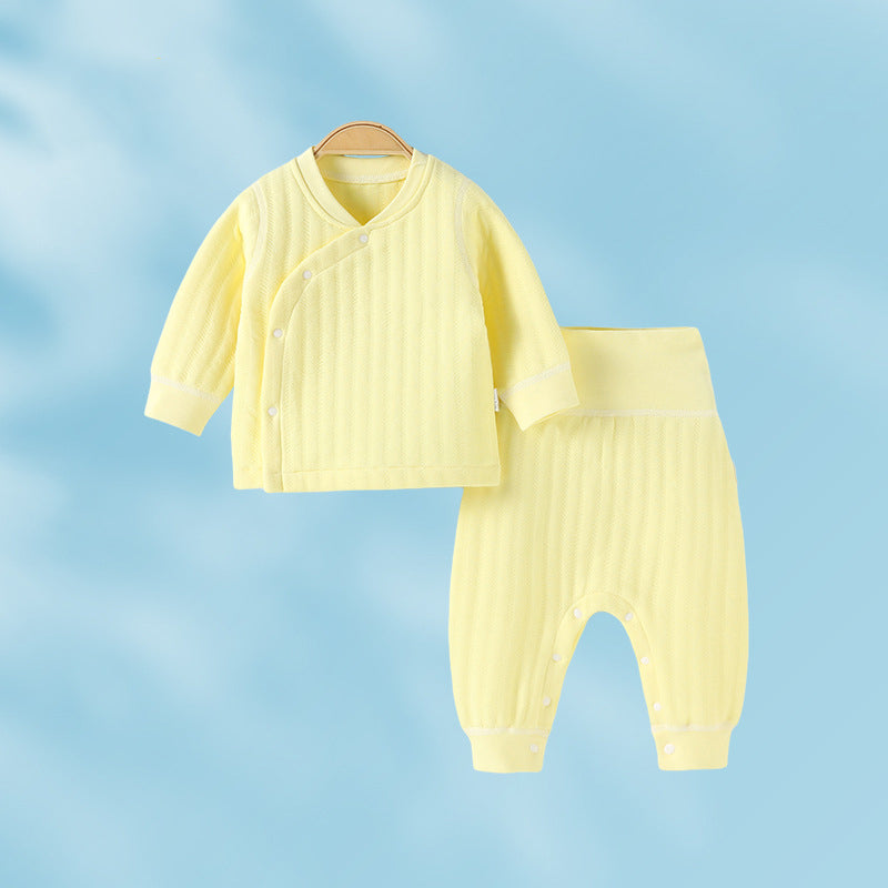 Baby winter warm newborn baby two-piece clothes, quilted children's winter underwear, high-waisted belly protector