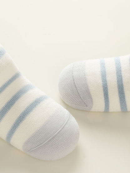 New Spring Style Cartoon Striped Baby Socks for Boys and Girls, Loose Cuffs, Comfortable Fit, Children's Mid-Calf Socks (Class A)