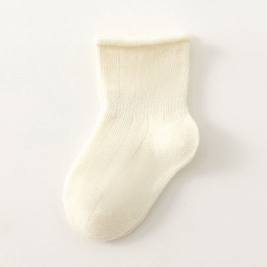 Baby socks, short-cut, all-season, loose-fitting, unisex, cotton socks for spring and autumn, absorbent, breathable, and won't constrict the legs of infants.
