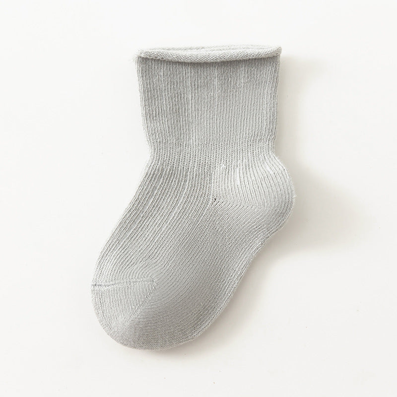 Baby socks, short-cut, all-season, loose-fitting, unisex, cotton socks for spring and autumn, absorbent, breathable, and won't constrict the legs of infants.