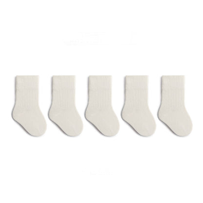 Children's socks for autumn and winter, non-restrictive, mid-calf cotton socks for toddlers and older children, odor-resistant, sweat-absorbent, solid color, loose-fitting socks