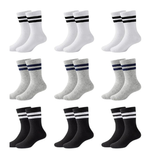 Spring and Autumn Mid-Calf Socks, Solid Color Boys' White Socks, Student Socks, Children's Sports Socks, Pure White Girls' Socks