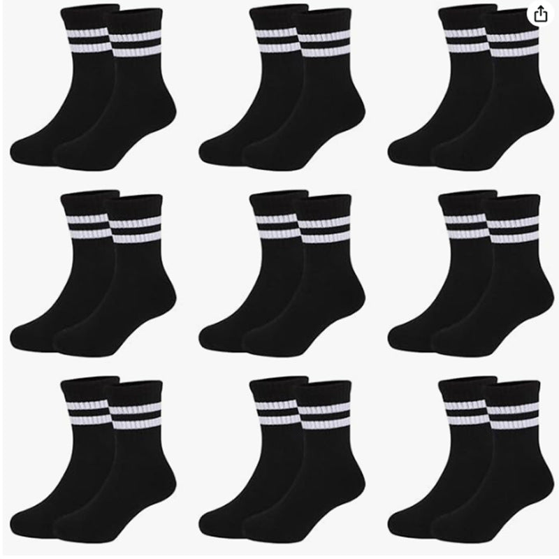 Spring and Autumn Mid-Calf Socks, Solid Color Boys' White Socks, Student Socks, Children's Sports Socks, Pure White Girls' Socks