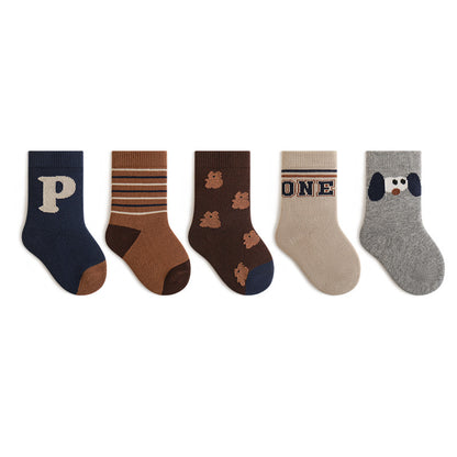New autumn arrivals of baby socks, cartoon striped, infant leg socks, loose-fitting, non-constricting, children's spring and autumn mid-calf socks.