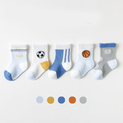 Category A Spring/Summer New Style Cotton Children's Socks, Mid-Calf, Mesh, Breathable, Moisture-Wicking, Baby Socks, 0-8 Years Old