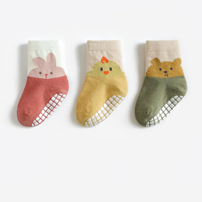 Baby floor socks, spring and autumn cotton socks, indoor cooling, children's non-slip cartoon socks, baby walking socks, won't constrict legs, autumn