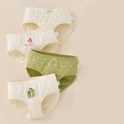 Girls' briefs, pure cotton (Class A), 6-12 years old, medium and large children's shorts
