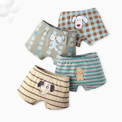 Wholesale children's underwear, striped and plaid boys' underwear, cartoon puppy, pure cotton, Class A children's boxer briefs
