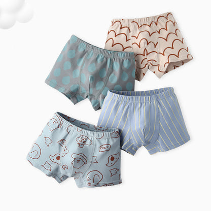 Wholesale children's underwear, striped and plaid boys' underwear, cartoon puppy, pure cotton, Class A children's boxer briefs