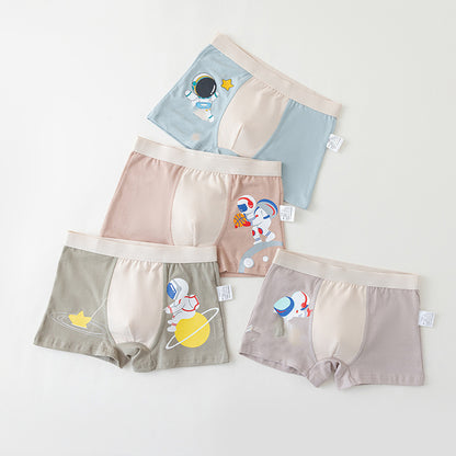 Boys' cotton boxer briefs with cartoon bear design, boys' briefs, student briefs.