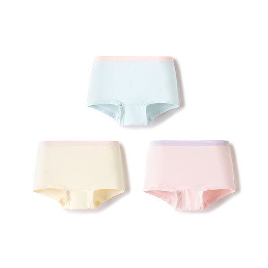 Girls' cotton boxer briefs, small, medium and large size, pure cotton crotch, non-pinch, skin-friendly, three-pack