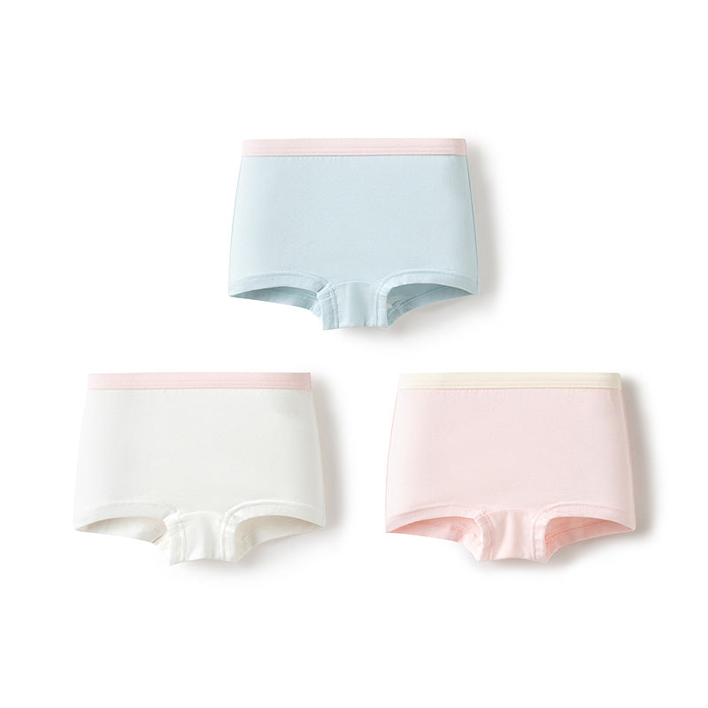 Girls' cotton boxer briefs, small, medium and large size, pure cotton crotch, non-pinch, skin-friendly, three-pack