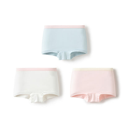 Girls' cotton boxer briefs, small, medium and large size, pure cotton crotch, non-pinch, skin-friendly, three-pack