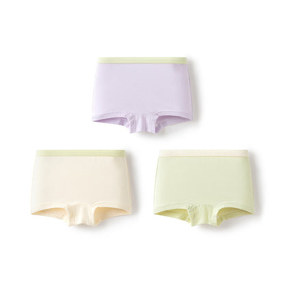 Girls' cotton boxer briefs, small, medium and large size, pure cotton crotch, non-pinch, skin-friendly, three-pack