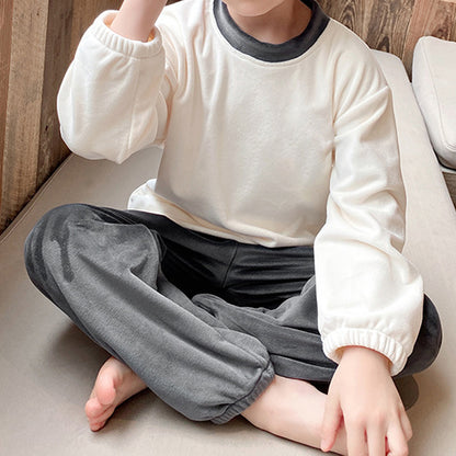 Childrens pajamas 290g thickened flannel fleece warm for boys and girls flannel loungewear set
