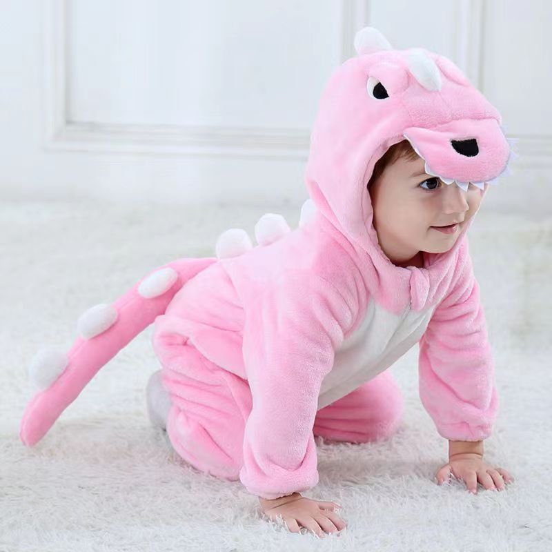 Autumn/Winter Baby Onesie Pajamas with Over-Crotch Zipper, Flannel Pajamas for Home Use