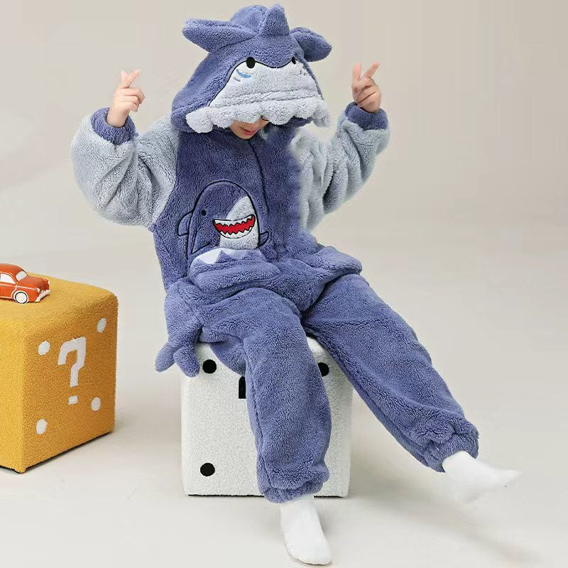Childrens-onesie-pajamas-for-boys-coral-fleece-thickened-flannel-sleeping-bag-for-autumn-and-winter-anti-kick-home-wear