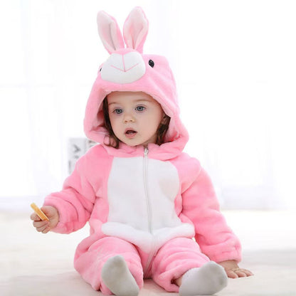 Cartoon animal-themed pajamas, cute home wear, hooded bodysuit