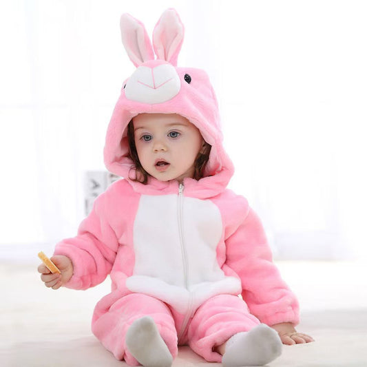 Cartoon animal-themed pajamas, cute home wear, hooded bodysuit