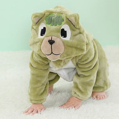 Cartoon animal-themed pajamas, cute home wear, hooded bodysuit