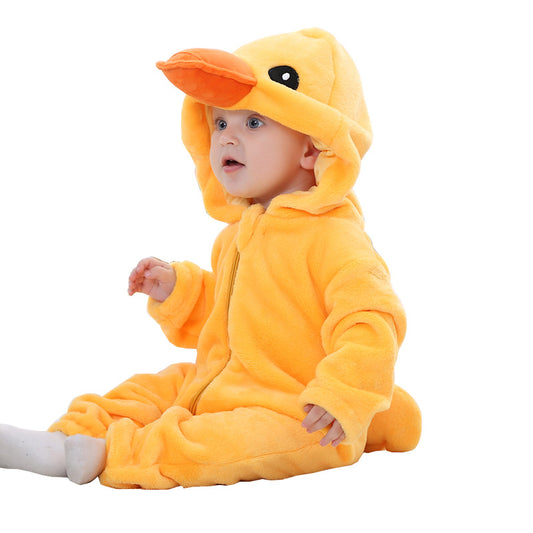 Baby spring and autumn clothes, toddler bodysuit, flannel animal-shaped romper bodysuit