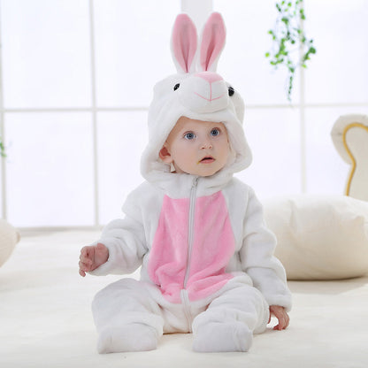 Baby spring and autumn clothes, toddler bodysuit, flannel animal-shaped romper bodysuit