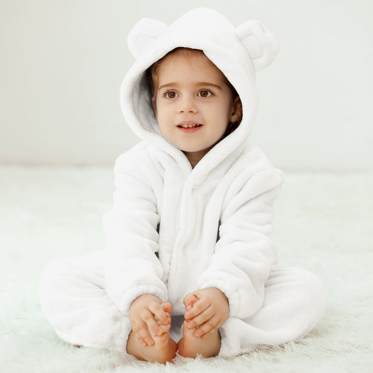 Bear Onesie Baby Hooded Romper Crossbody Suit for Infants and Toddlers - Versatile