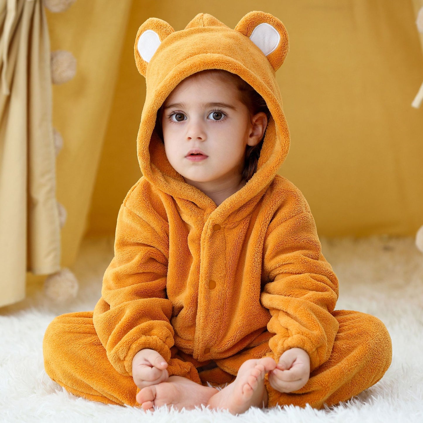 Bear Onesie Baby Hooded Romper Crossbody Suit for Infants and Toddlers - Versatile