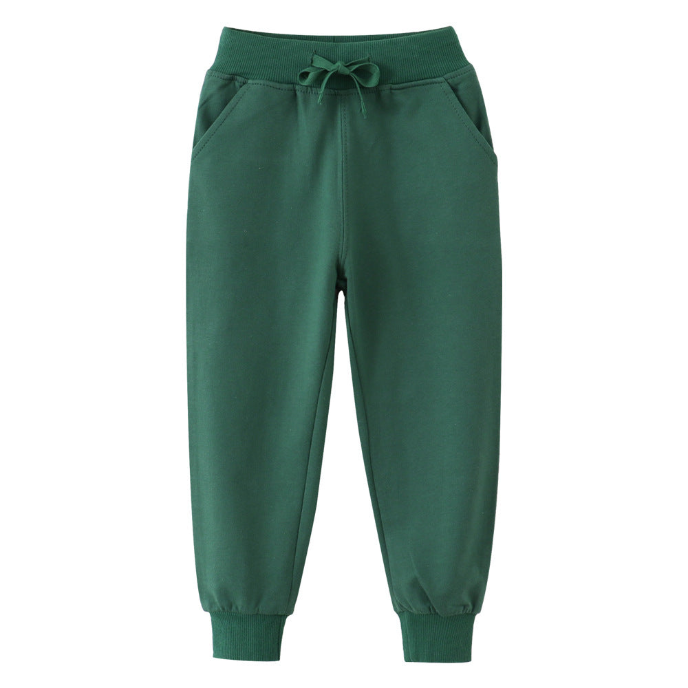 Kids solid color cotton sweatpants, suitable for daily children's wear