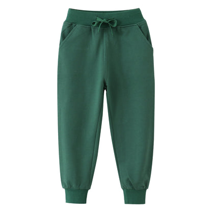 Kids solid color cotton sweatpants, suitable for daily children's wear