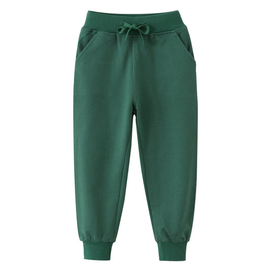 Kids solid color cotton sweatpants, suitable for daily children's wear
