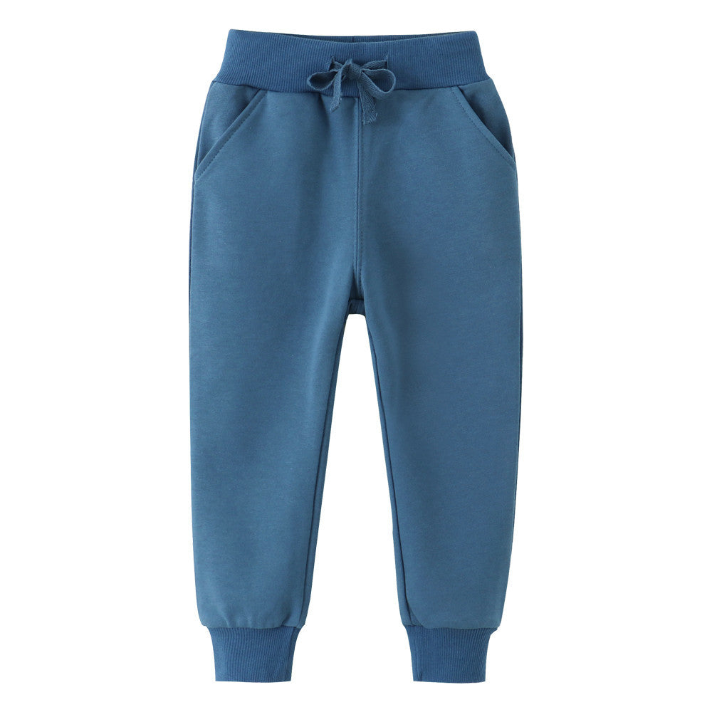 Kids solid color cotton sweatpants, suitable for daily children's wear