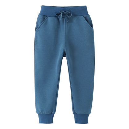 Kids solid color cotton sweatpants, suitable for daily children's wear