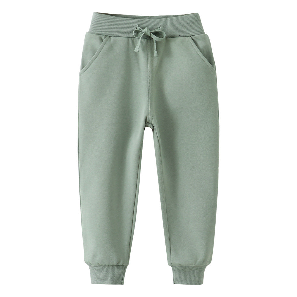 Kids solid color cotton sweatpants, suitable for daily children's wear