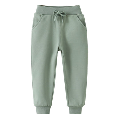Kids solid color cotton sweatpants, suitable for daily children's wear