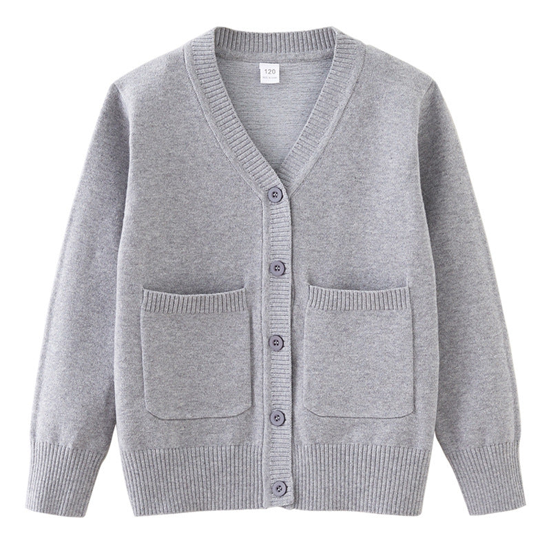 2026 Spring and Autumn Parent-Child Outfit, Medium and Large Children's Knitted Cardigan with Pocket
